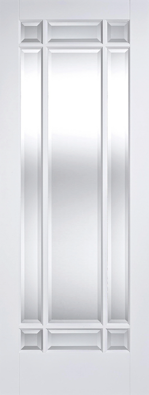 White Manhattan Clear Bevelled Glazed 9L Primed Door