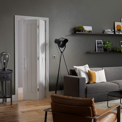 White Mexicano Bi-Fold Primed Door