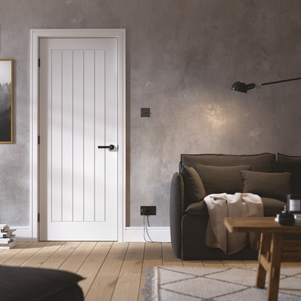 White Mexicano Primed FD60 Fire Door