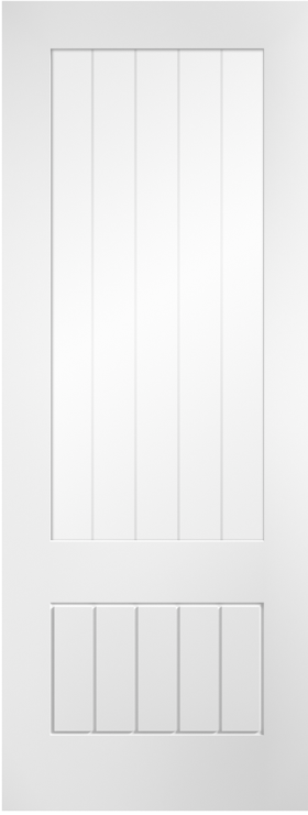 White Mexicano Three Quarter Clear Glazed Primed Door