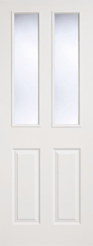 White Moulded Clear Glazed 2P-2L Primed Door