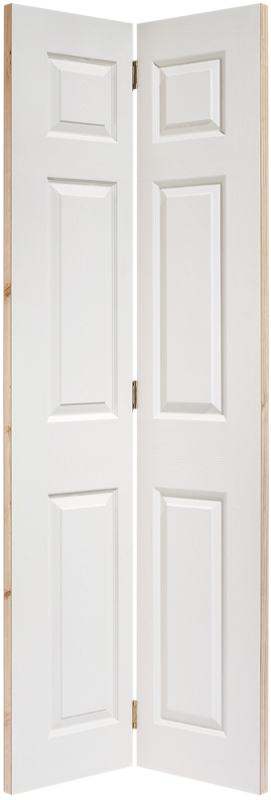 White Moulded Textured 6P Primed Bi-Fold Door
