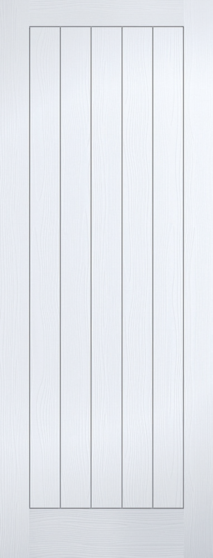 White Moulded Textured Vertical 5P Primed FD30 Fire Door