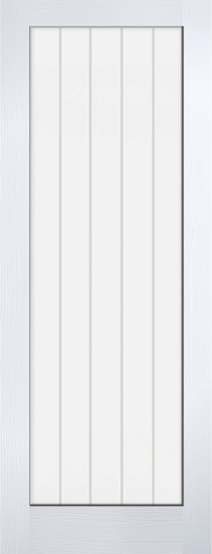 White Moulded Textured Vertical Clear Glazed 1L Primed Door