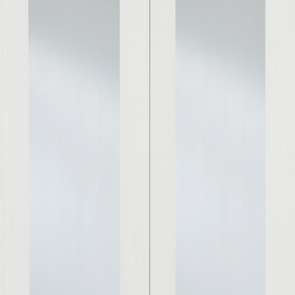 White Pattern 20 Clear Glazed Primed Door Pair