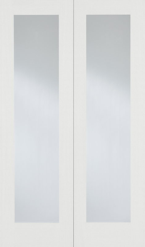 White Pattern 20 Clear Glazed Primed Door Pair