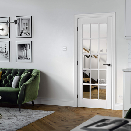 White SA Clear Glazed 15L Primed Door