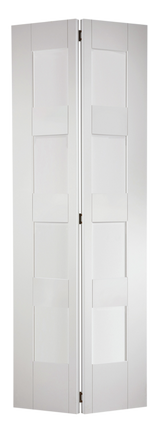 White Shaker Clear Glazed 4L Primed Bi-Fold Door