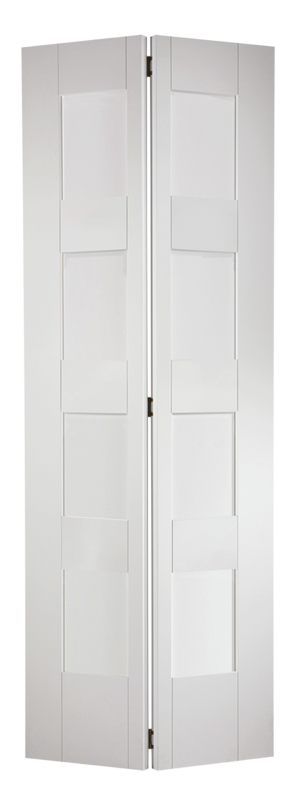 White Shaker Clear Glazed 4L Primed Bi-Fold Door