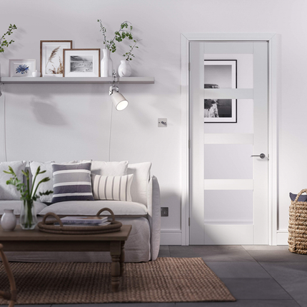 White Shaker Clear Glazed 4L Primed Door