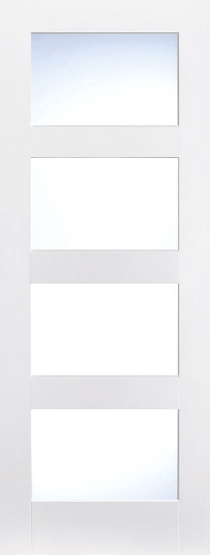 White Shaker Clear Glazed 4L Primed Door