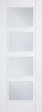 White Vancouver Clear Glazed 4L Primed Door