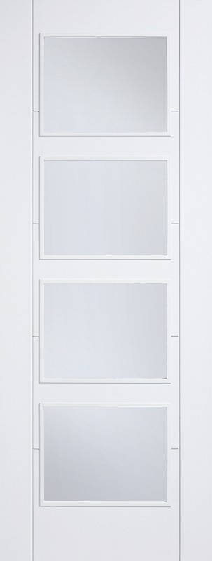 White Vancouver Clear Glazed 4L Primed FD30 Fire Door