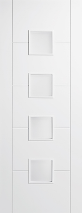 White Vancouver Frosted Glazed 4L Primed Door