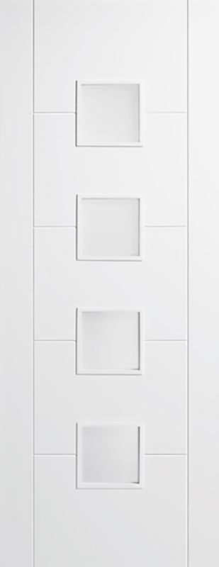 White Vancouver Frosted Glazed 4L Primed Door